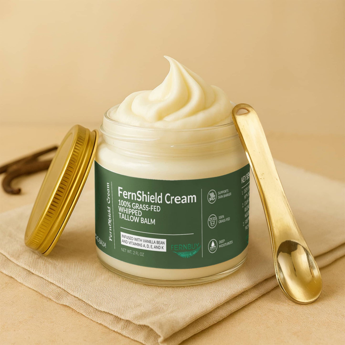 FernShield Cream - Whipped Grass-Fed Tallow Balm with Vanilla Bean - Fernbuy